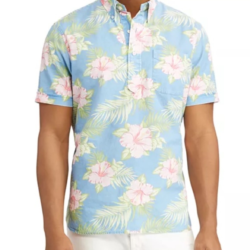 Ralph Lauren Blue and Pink Casual Button Down Shirt